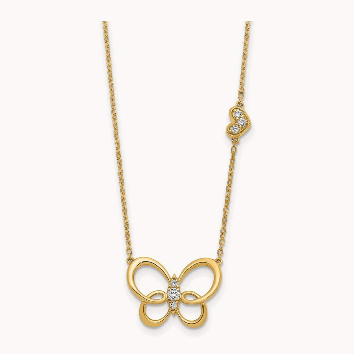 Diamond Butterfly 18in Necklace, 14K
