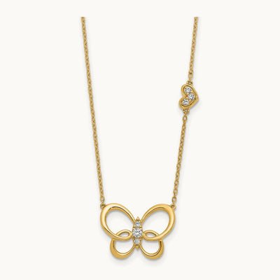 Diamond Butterfly 18in Necklace, 14K