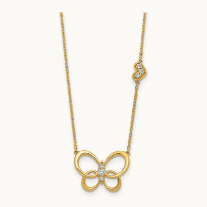 Diamond Butterfly 18in Necklace, 14K