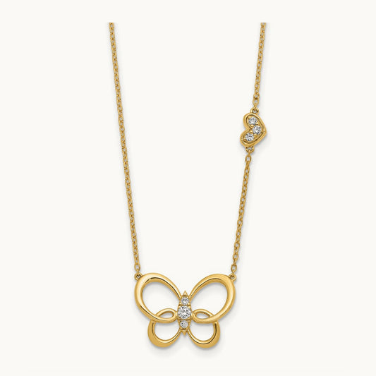 Diamond Butterfly 18in Necklace, 14K