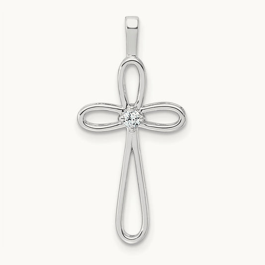 AA Diamond Cross Pendant, 14K White Gold