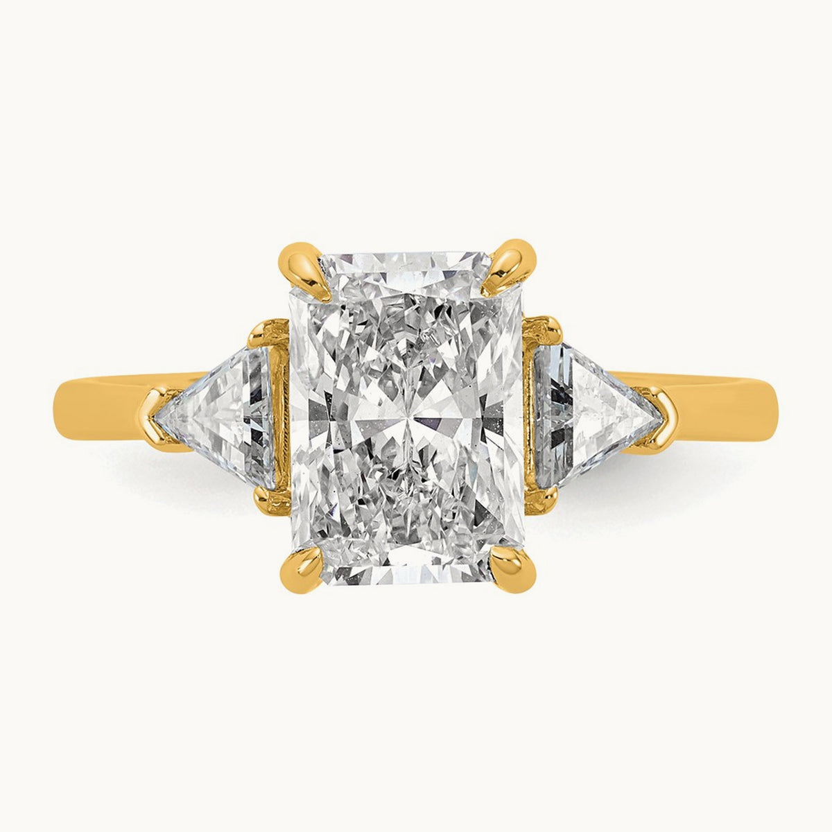 Radiant & Triangle Engagement Ring, 1.25-3.50 ct tw Lab-Grown Diamond — 2 1/2 ct, 14K Yellow Gold