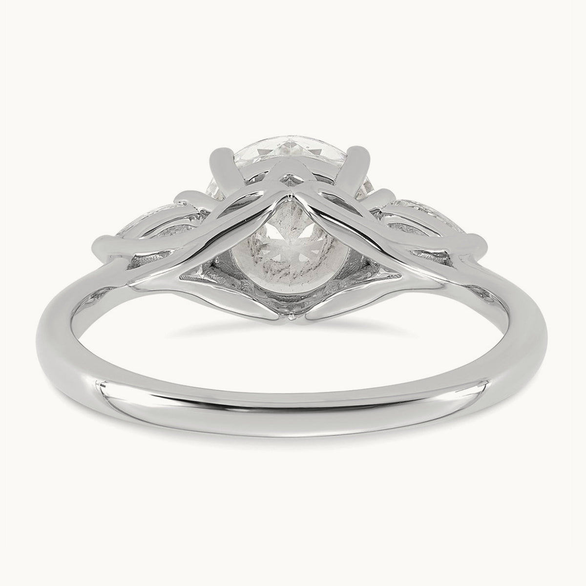Round with Pear 3 Stone Engagement Ring, 1.25-3.50 ct tw Lab-Grown Diamond — 1 7/8 ct, 14K White Gold