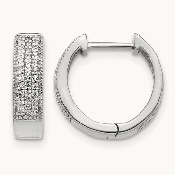 Diamond Hinged Hoop Earrings, 14K White Gold