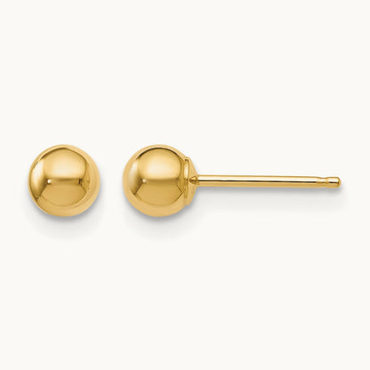 Polished Ball Post Earrings — 10K Yellow Gold, 4mm