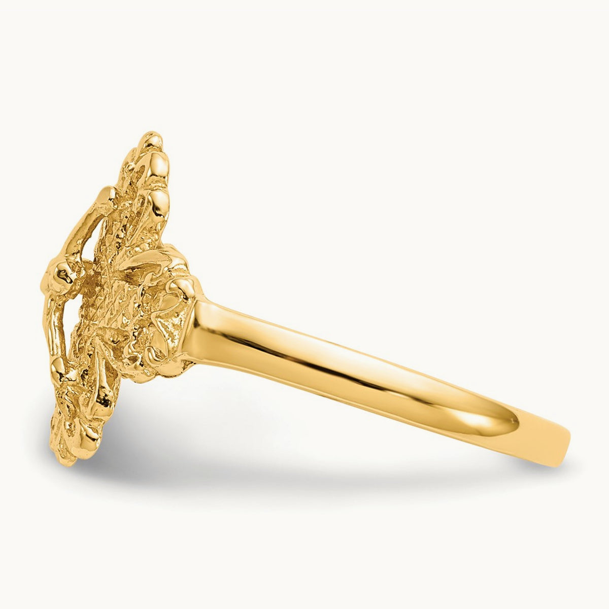Diamond Cut Crucifix Ring, 14K