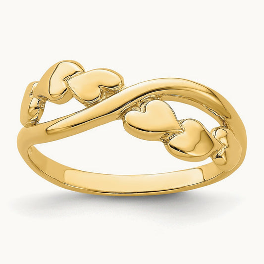 Polished w/ X Design Heart Band, 14K