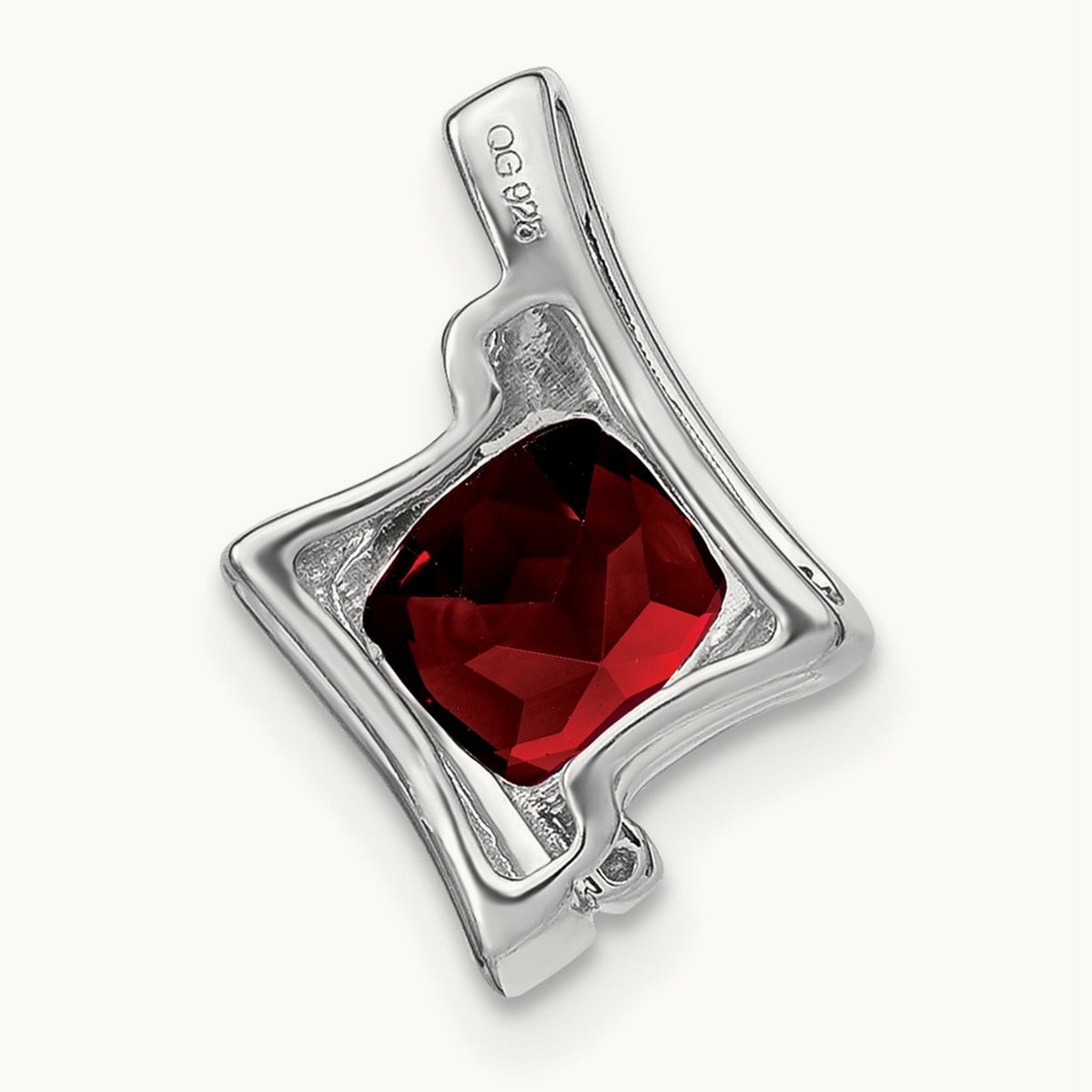 Garnet and Diamond Pendant — 14K White Gold