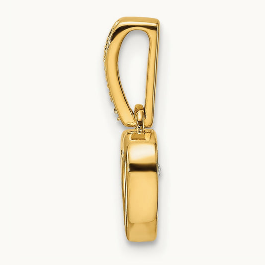Diamond Polished Heart Dangle with Vibrant Center Pendant, 14K