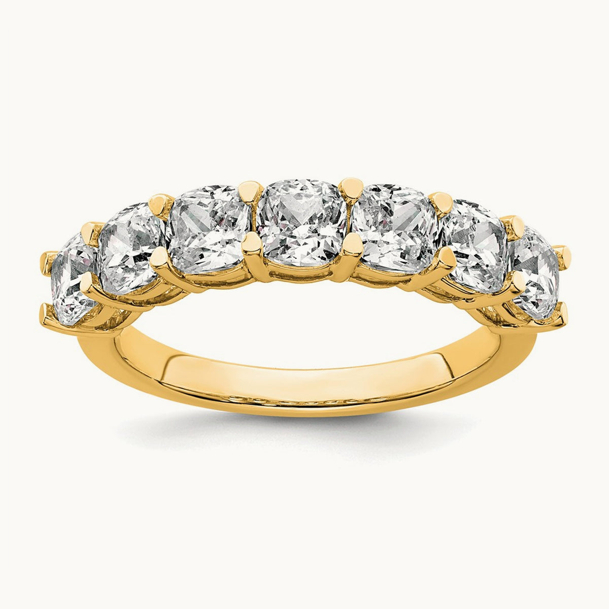 Cushion 7 Stone Band, 2.50 ct tw Lab-Grown Diamond — 14K Yellow Gold