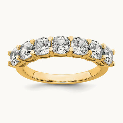 Cushion 7 Stone Band, 2.50 ct tw Lab-Grown Diamond — 14K Yellow Gold