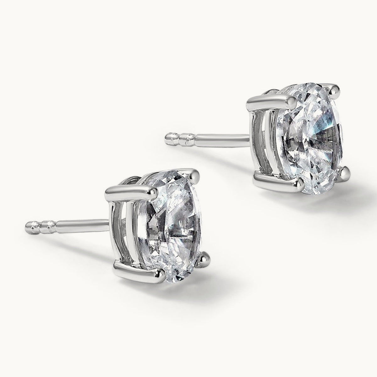 Oval Four-Prong Stud Earrings, 0.50-6.00 ct tw Lab-Grown Diamond — 3/4 ct, 14K White Gold