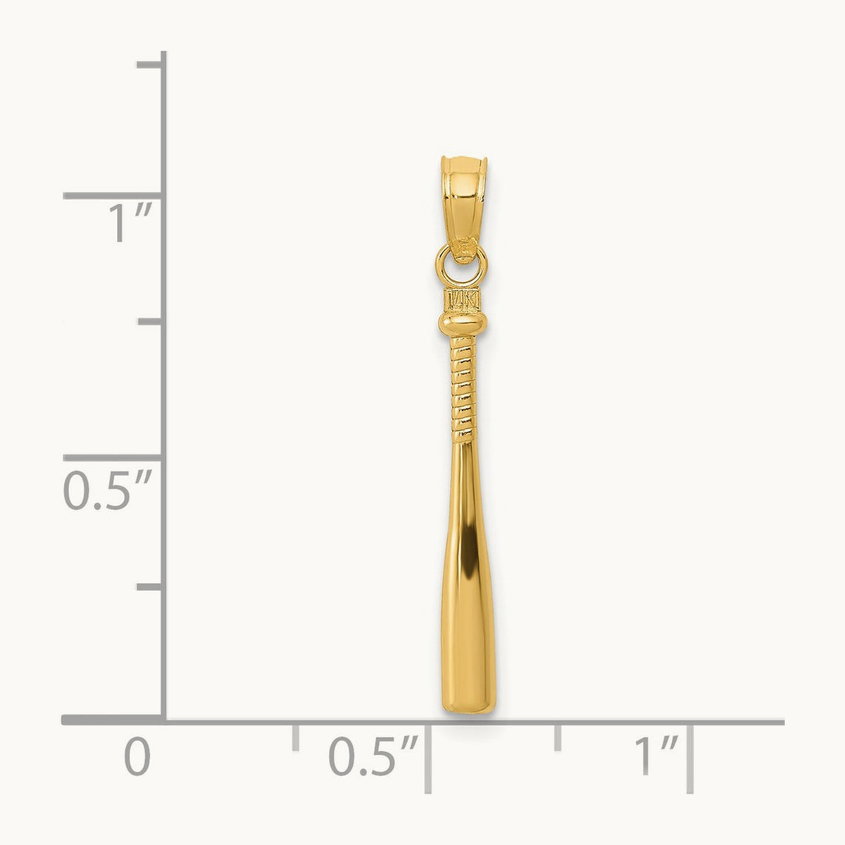 3-D Baseball Bat Pendant, 14K
