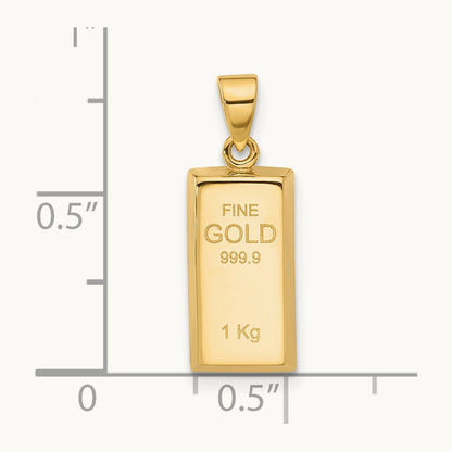 Polished Gold Bar Pendant, 14K