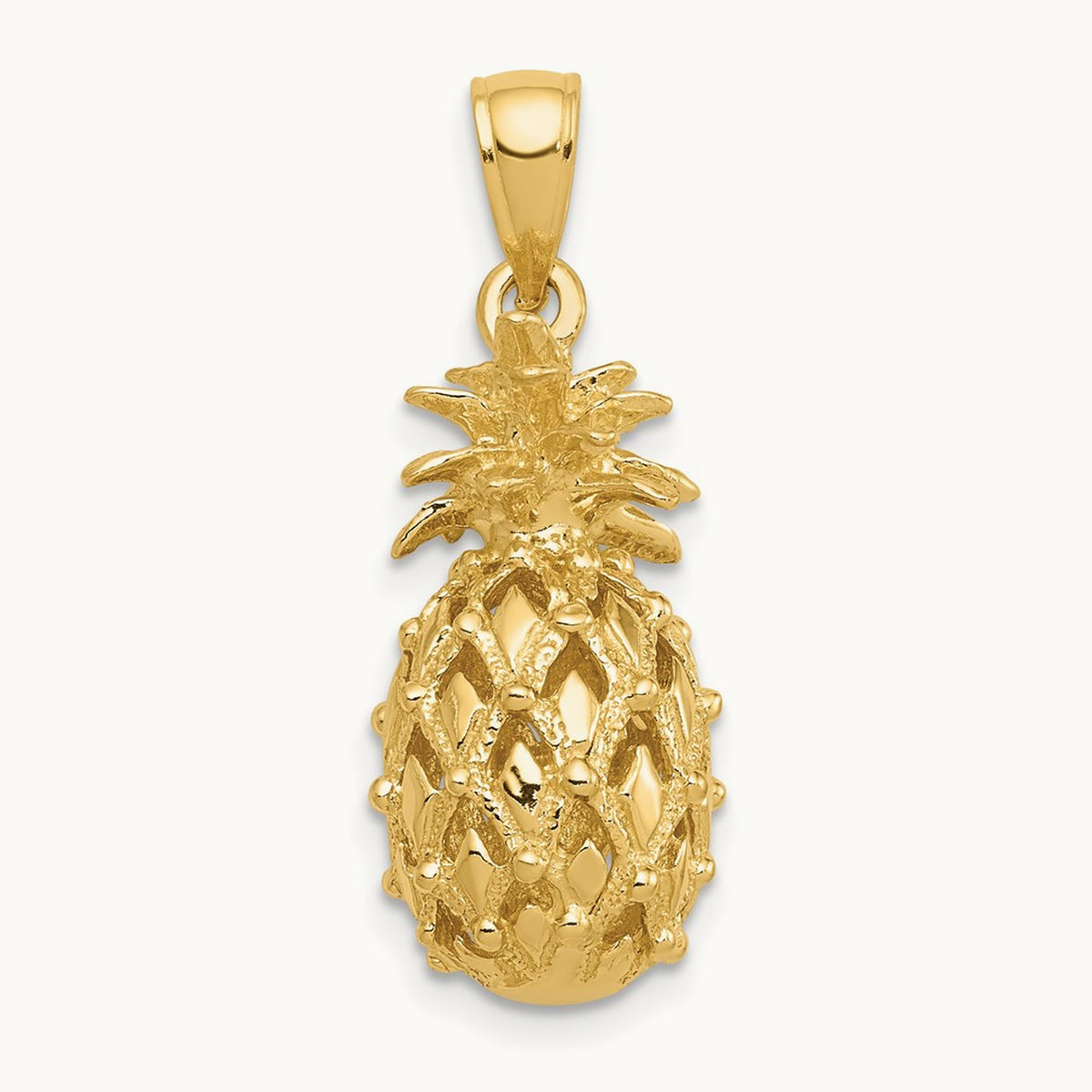 3-D Cut-Out Pineapple Pendant, 14K