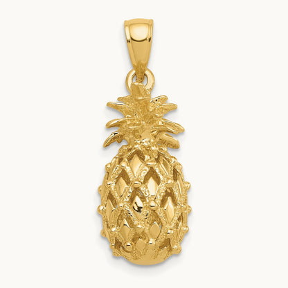 3-D Cut-Out Pineapple Pendant, 14K