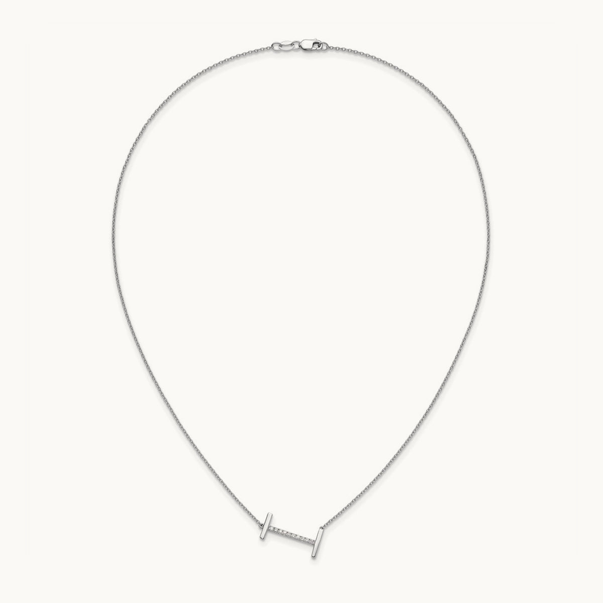 Sideways Diamond Necklace — 14K White Gold, I