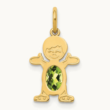 Boy 6x4 Oval Genuine Peridot-August — 14K Yellow Gold