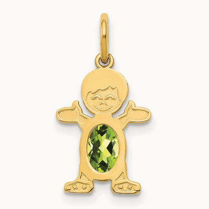 Boy 6x4 Oval Genuine Peridot-August — 14K Yellow Gold