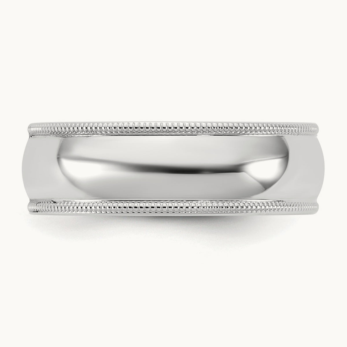 Milgrain Comfort Fit Band, 6.5mm, 10K White Gold