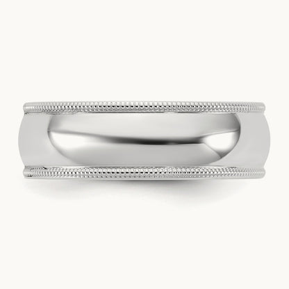 Milgrain Comfort Fit Band, 6.5mm, 10K White Gold