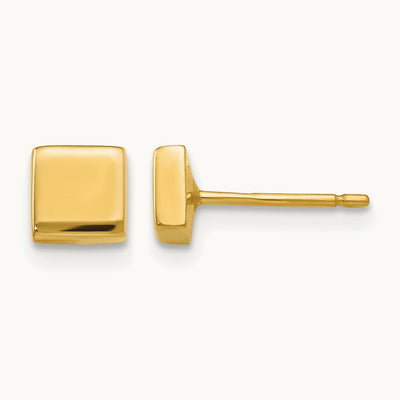 Polished Square Post Earrings — 4.5mm