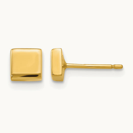 Polished Square Post Earrings — 4.5mm