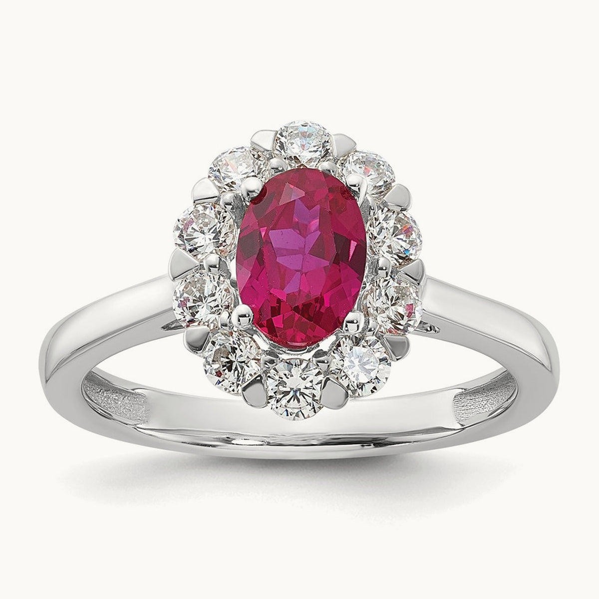 Created Ruby Halo Ring, 0.50 ct tw Lab-Grown Diamond — photo set