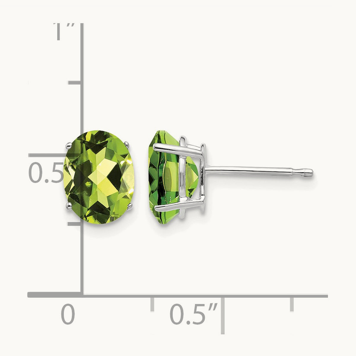 8x6mm Oval Peridot Earrings, 14K White Gold