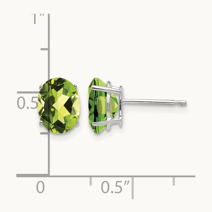 8x6mm Oval Peridot Earrings, 14K White Gold
