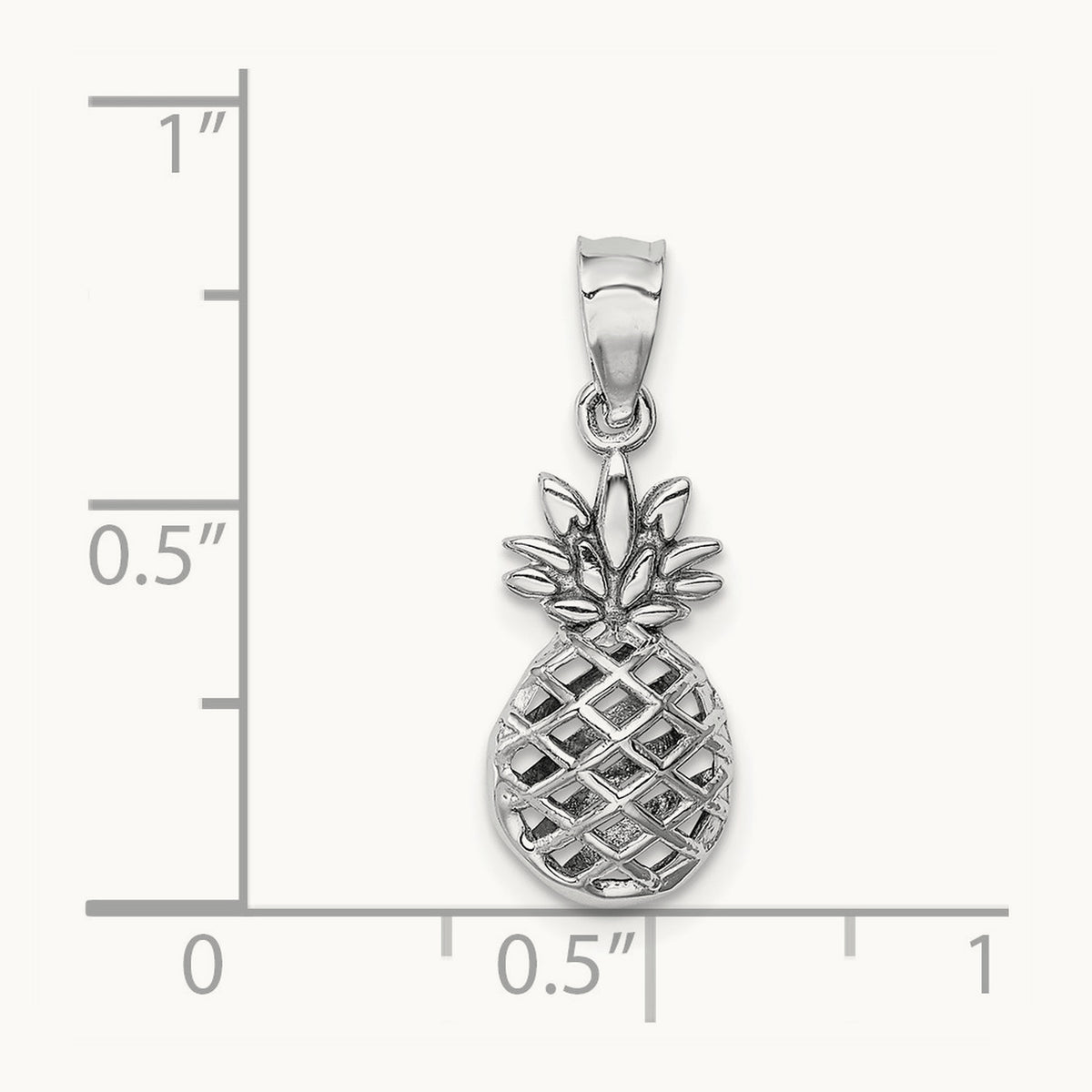 Polished 3D Pineapple Pendant — 14K White Gold