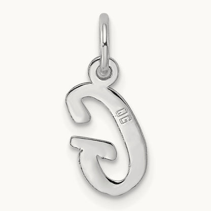 Small Script Letter G Initial Charm, 14K White Gold