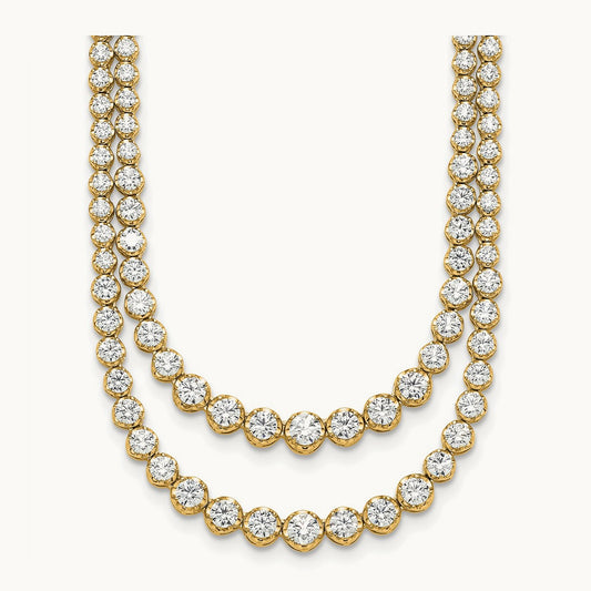 Graduated Layered Tennis Necklace, 15.50 ct tw Lab-Grown Diamond