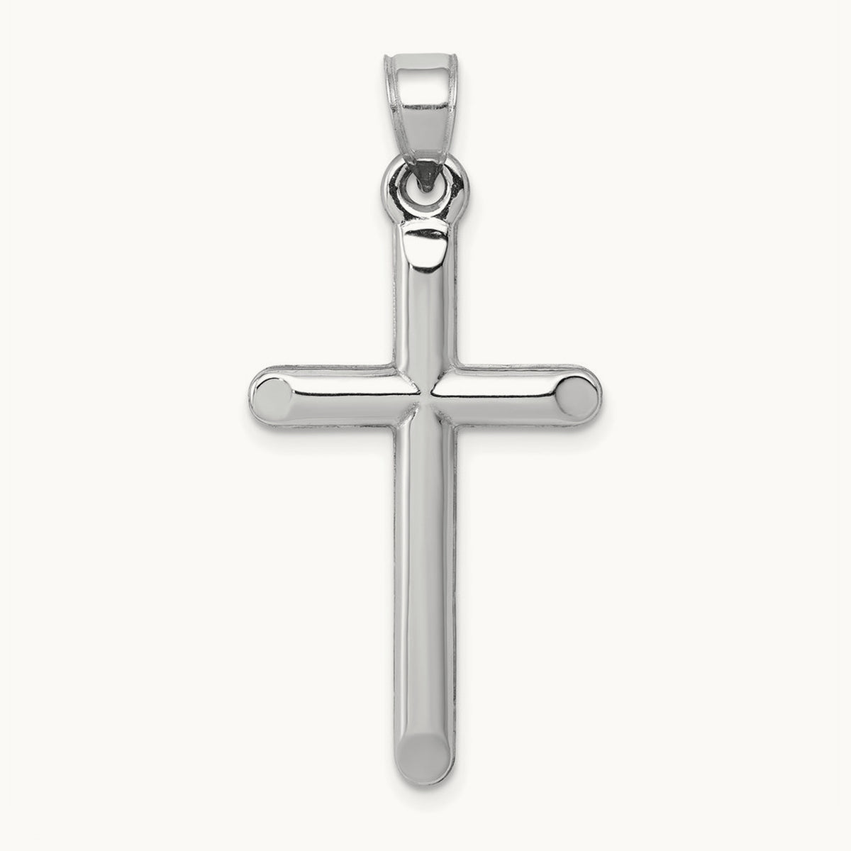 Hollow Cross Pendant, 14K White Gold