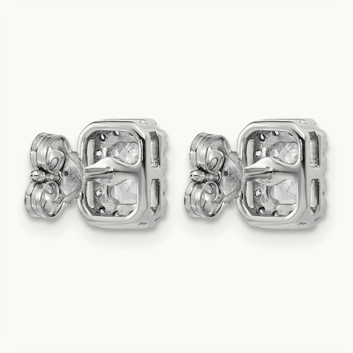 Radiant Halo Post Earrings, 0.50-8.50 ct tw Lab-Grown Diamond — 7/8 ct, 14K White Gold