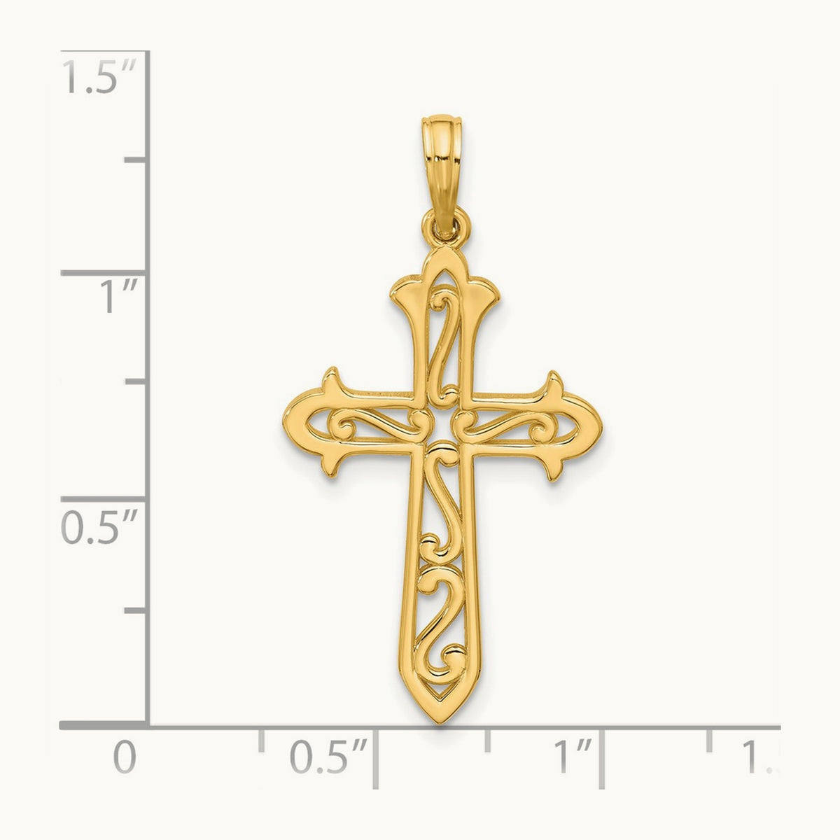 Polished Cross Pendant, 14K