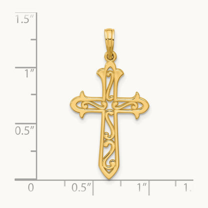 Polished Cross Pendant, 14K