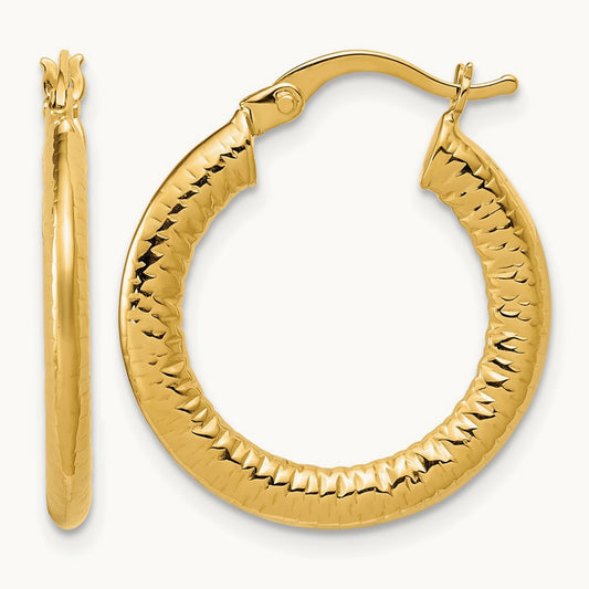Polished and Grooved Hoop Earrings — Leslie's — 15mm