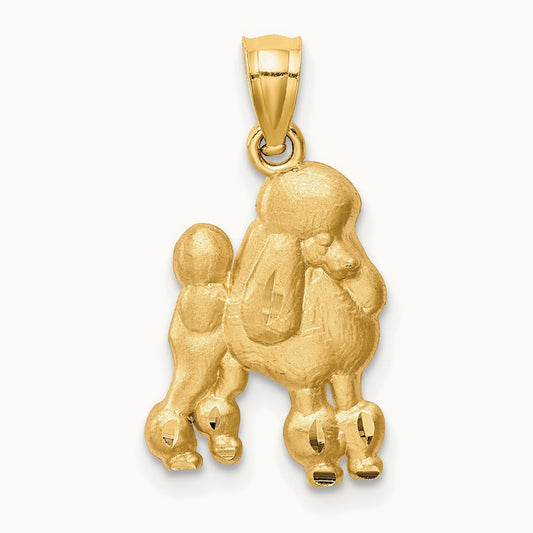Diamond-cut Poodle Pendant, 14K