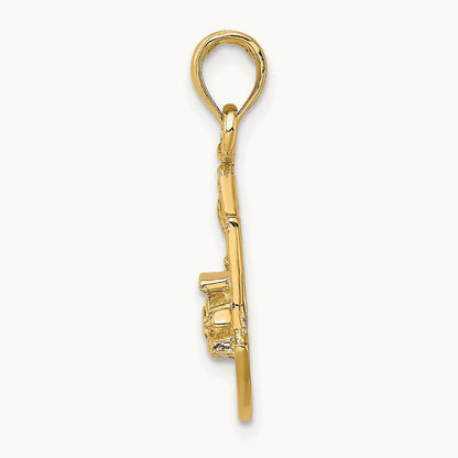 CHARLESTON SCENE w/ Horse, Cart, and House Charm, 14K