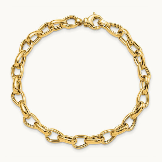 Polished Fancy Link Bracelet, 14K