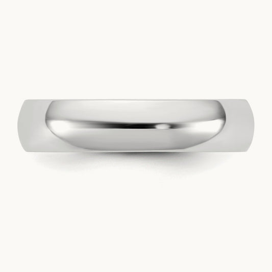 Lightweight Half Round Band, 4.5mm, 10K White Gold