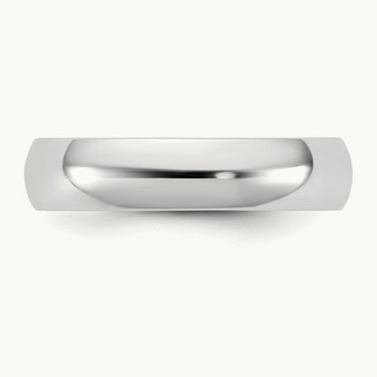 Lightweight Half Round Band, 4.5mm, 10K White Gold