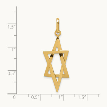 Elongated Star of David Pendant, 14K