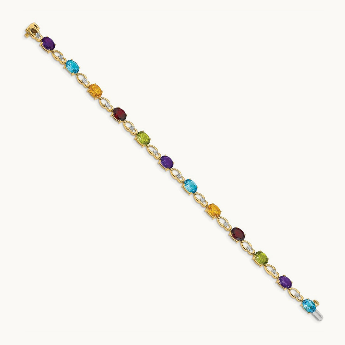 Rainbow Gemstone and Diamond Bracelet, 14K