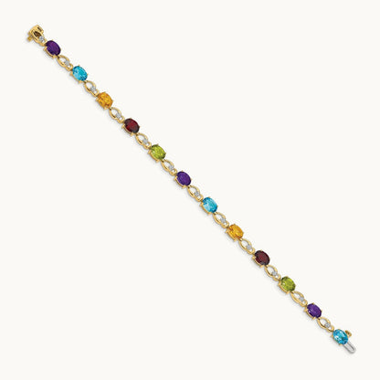 Rainbow Gemstone and Diamond Bracelet, 14K