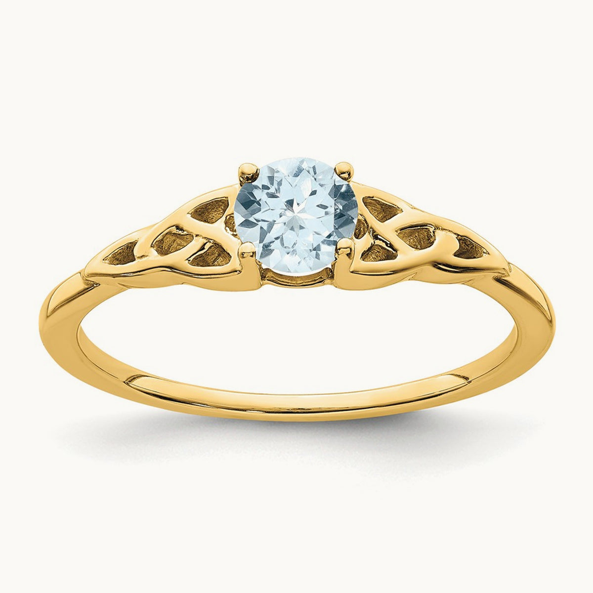Aquamarine Celtic Knot Ring — 14K Yellow Gold, 7