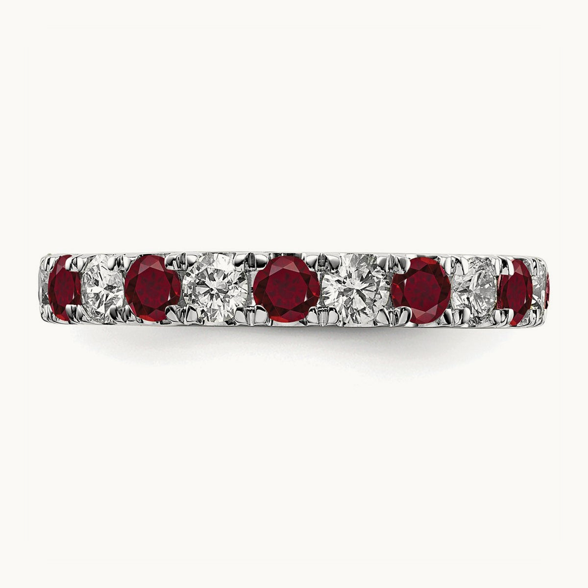 Created Ruby Eternity Band, 1.00-1.25 ct tw Lab-Grown Diamond — 14K White Gold