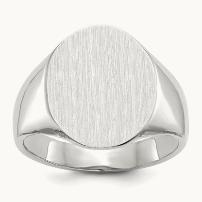 15.0x18. Closed Back Mens Signet Ring, 5mm, 14K White Gold