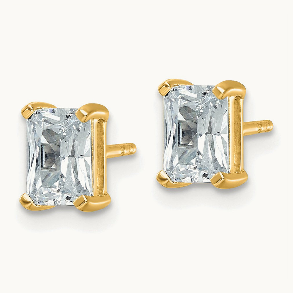 Radiant Four-Prong Stud Earrings, 0.50-6.00 ct tw Lab-Grown Diamond — 2 ct, 14K Yellow Gold
